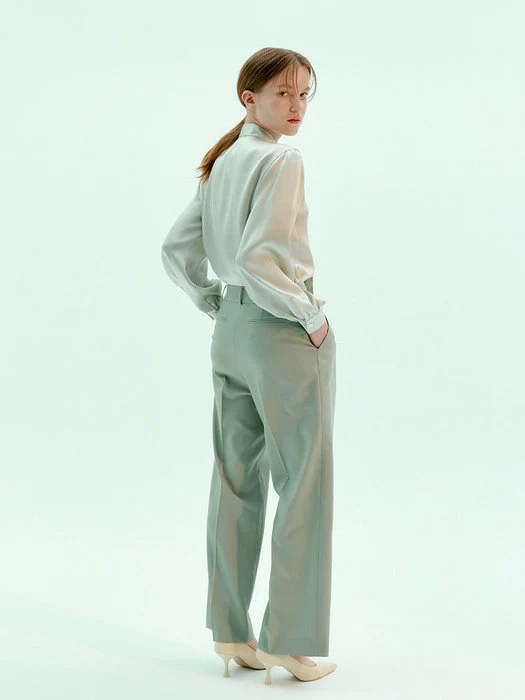 Mint green satin bow shirt - Image 5